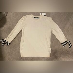 Lauren Ralph Lauren 
Cream sweater with black striped cuffs